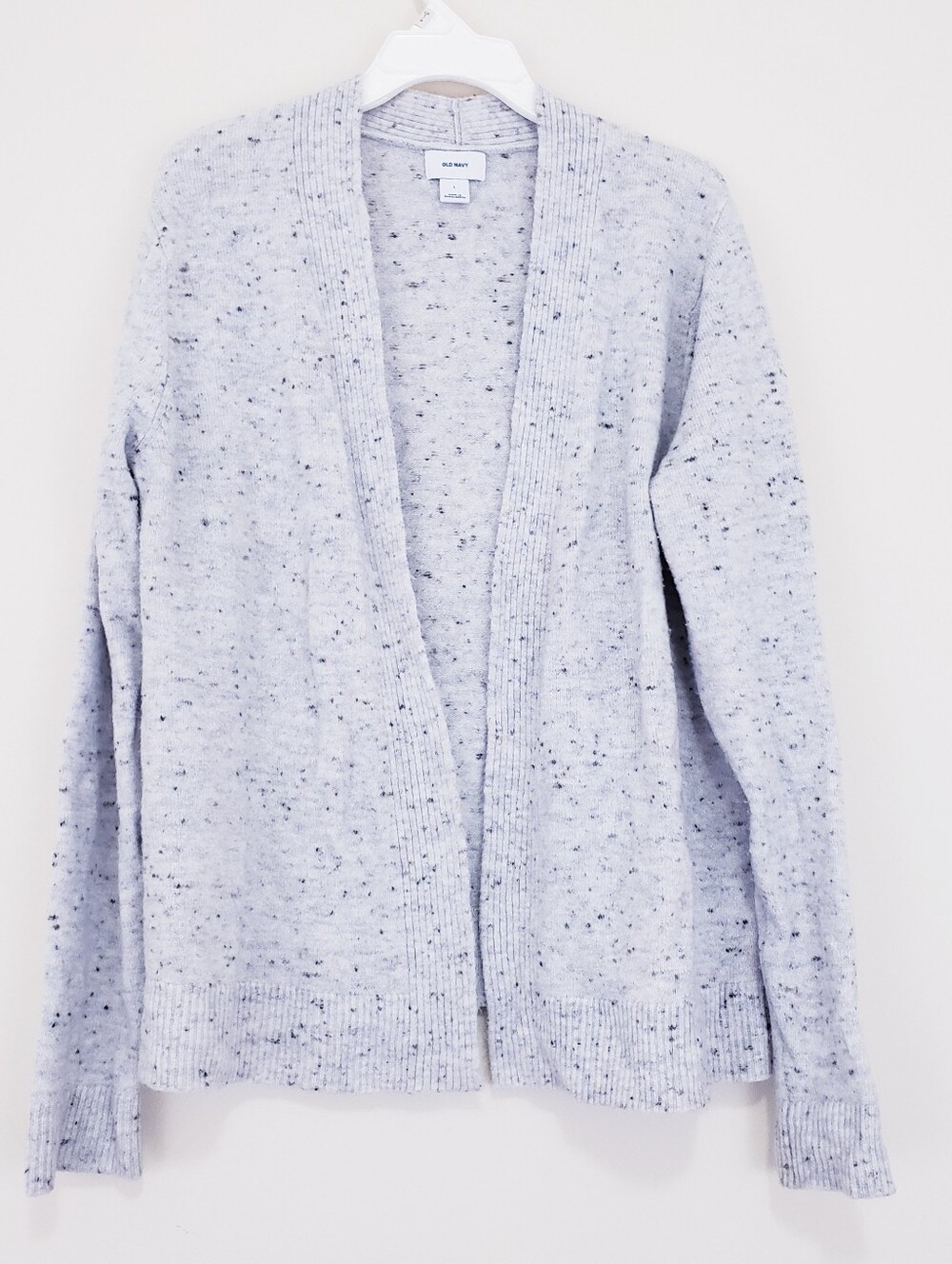 Old Navy Light Gray Speckled Open Cardigan Size Large Office Career Fuzzy